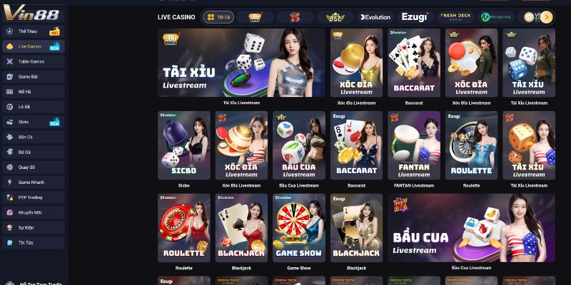 5 game Live Casino Vin88 có lượt tải cao